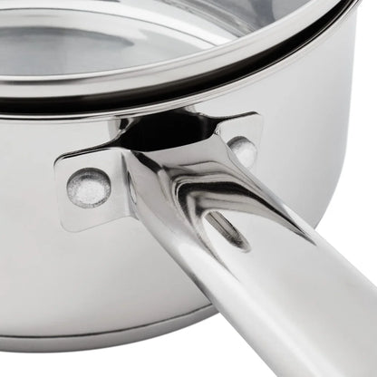 Oven Safe Stainless Steel Saucepan with Straining Lid 1qt Dishwasher