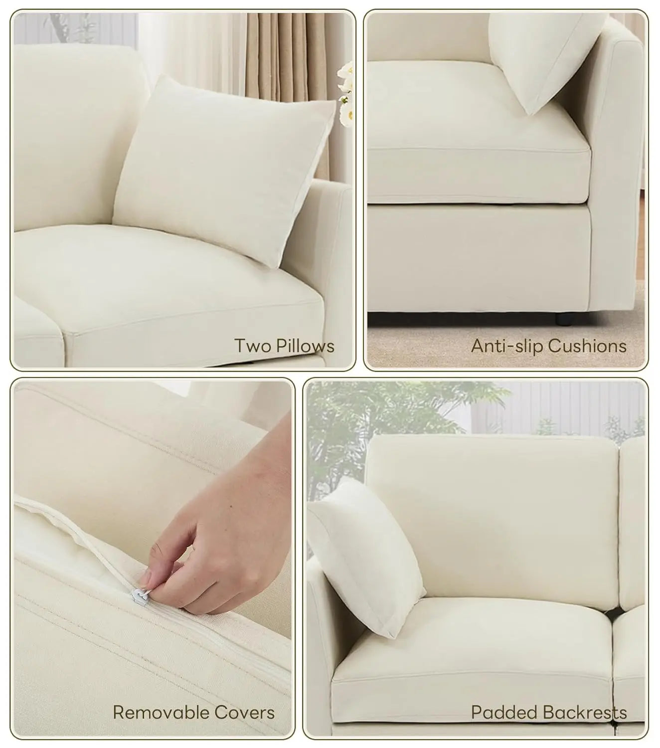 85" Convertible L Shaped Couch, ,Chenille Cloud Couch with Ottoman 4 Seat