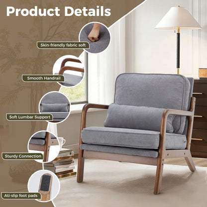 JHK Mid Century Modern Chair Solid Wooden Frame