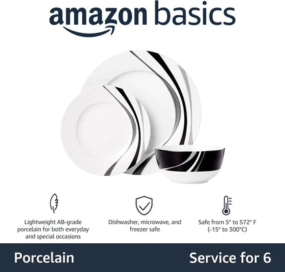 18-Piece Dinnerware Set for 6, Microwave & Dishwasher Safe