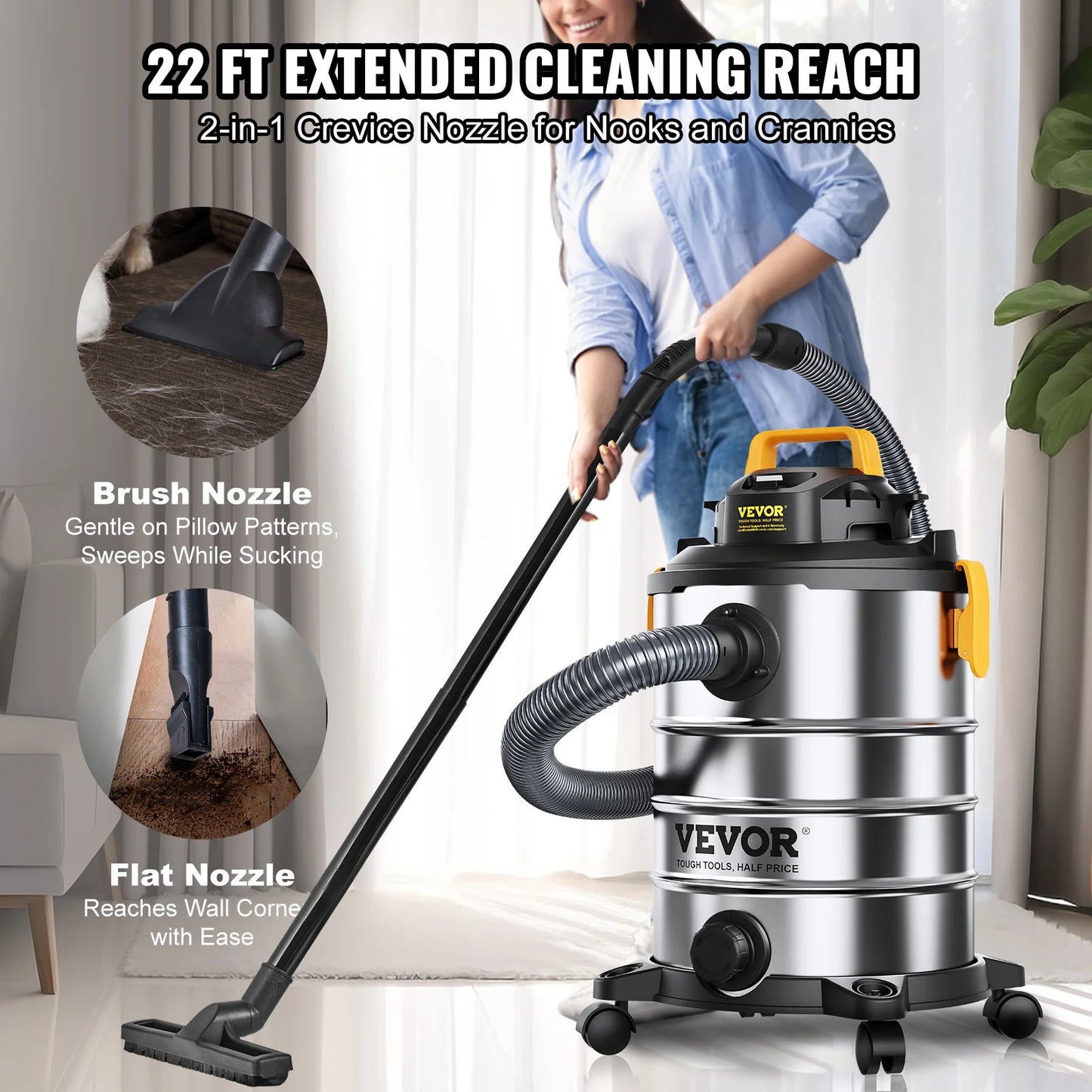 Stainless Steel Wet Dry Shop Vacuum Wet  Dry Vac Powerful Suction