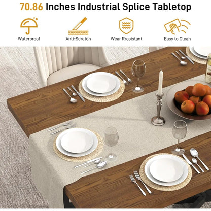 71" Farmhouse Solid Wood Dining Table for 4 6 8