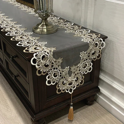 Oval Tablecloth  Runner Lace Pendant tassel Dresser Dust