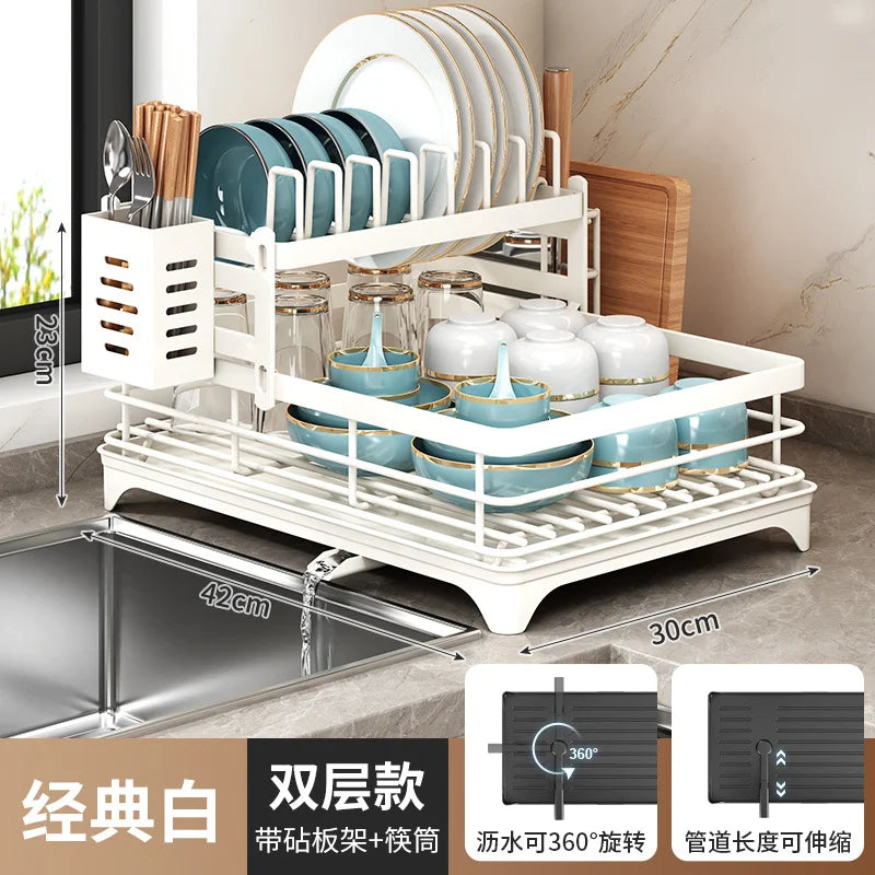 Stainless Steel Dish Drying Rack  Over Sink Plate Drainer Storage