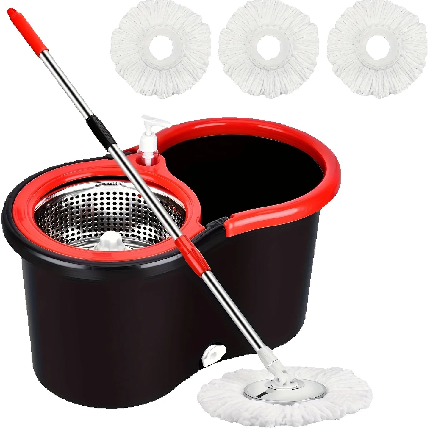 Spin Mop & Bucket System – Adjustable Handle & 3 Mop Heads