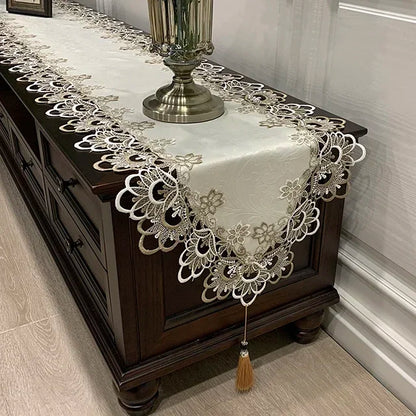 Oval Tablecloth  Runner Lace Pendant tassel Dresser Dust