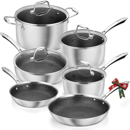 Triply Stainless Steel Cookware Set 10PCS Nonstick
