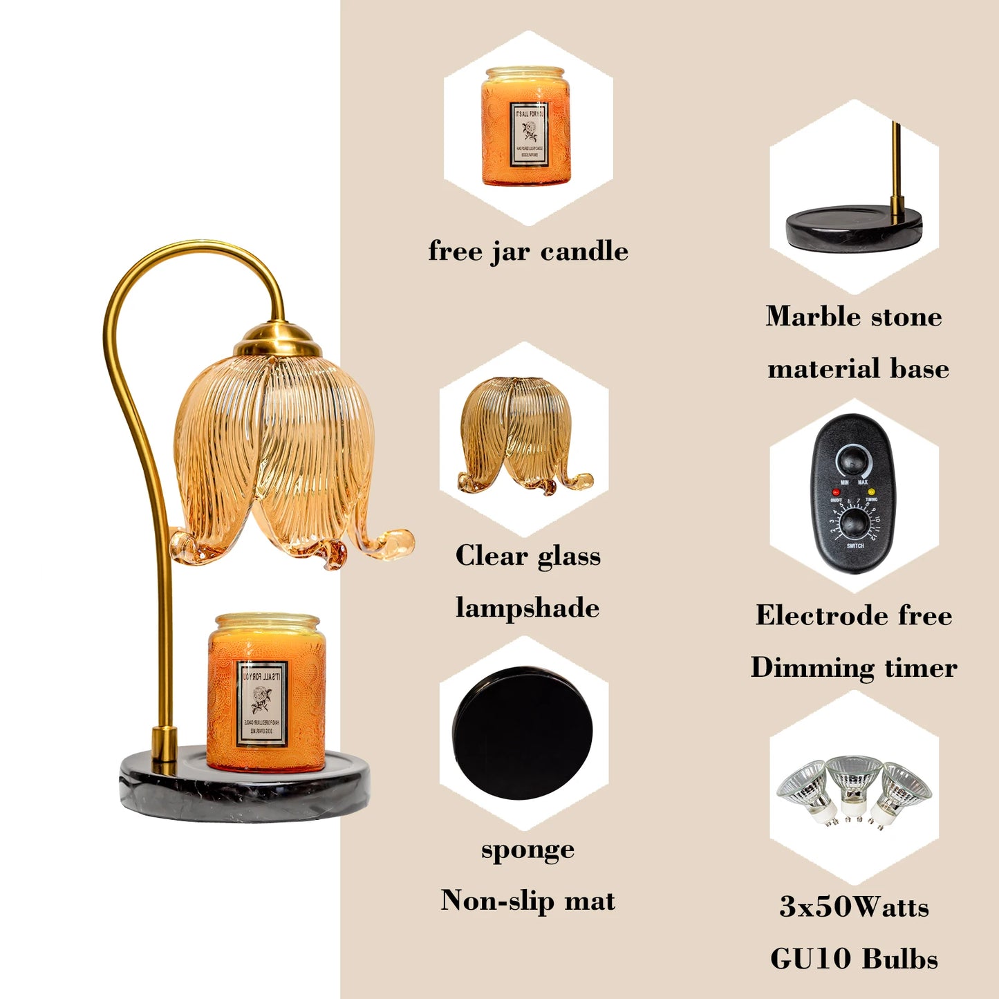 Tulip Flower Warm Candle Lamp French  Lamp