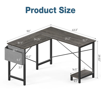 JHK Gaming Corner 50 Inch  Storage Shelf & Side Bag for Home Office