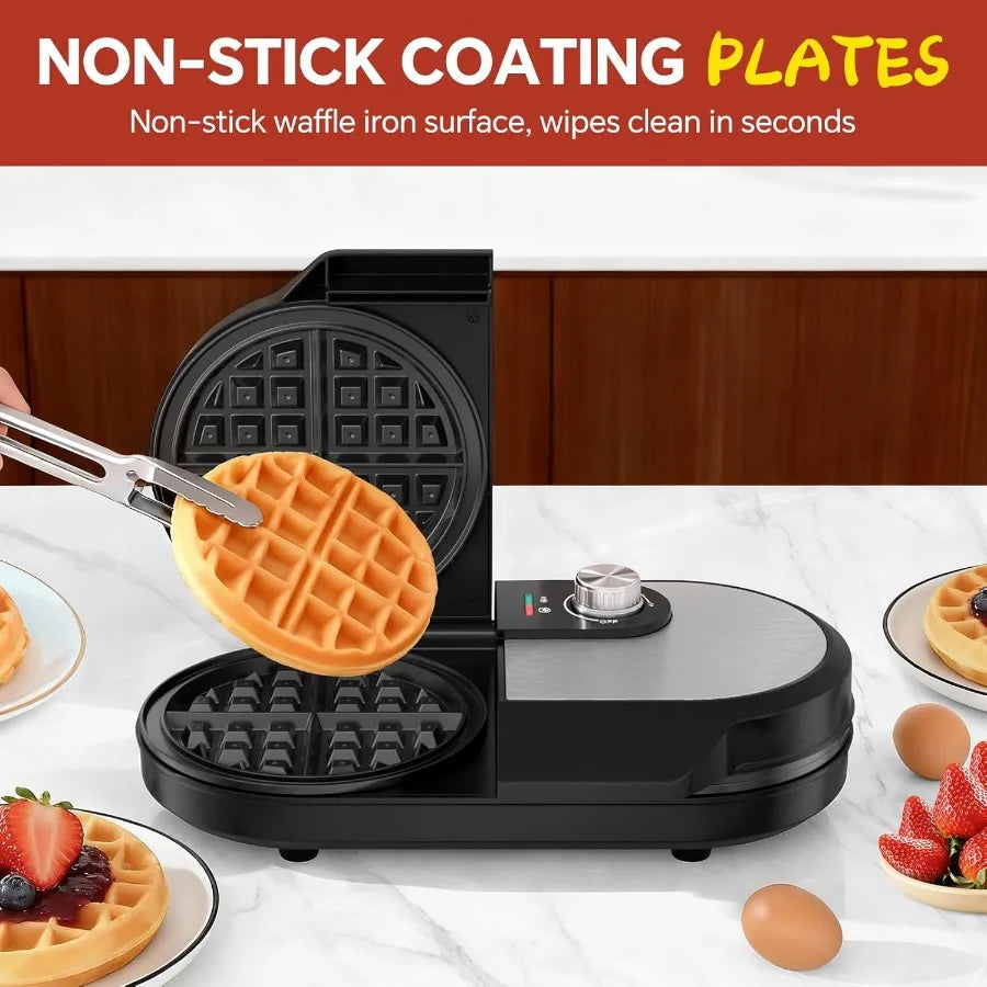 Non stick Double Waffle 2Temp Knobs Indicator Lights Easy-Clean