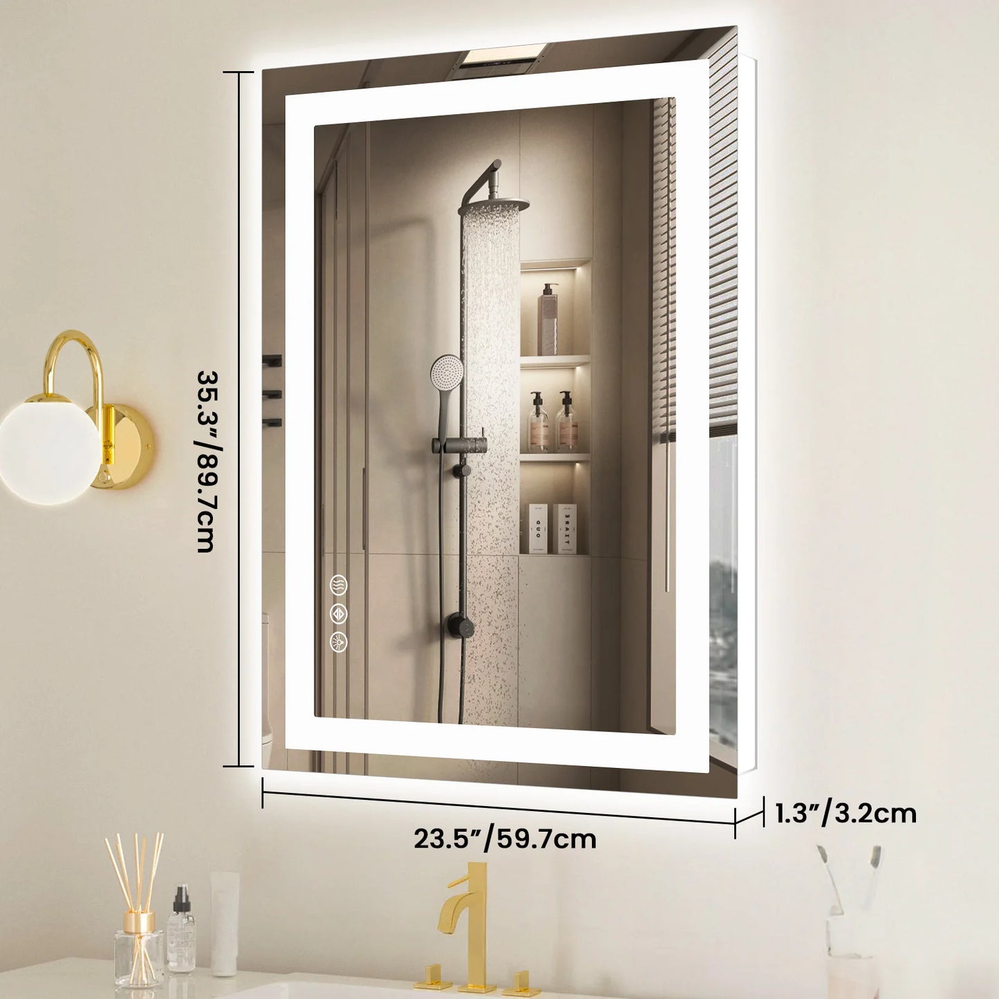 JHK 36"x 24"LED Bathroom Vanity Mirror for Wall Memory Function Tempered Glass