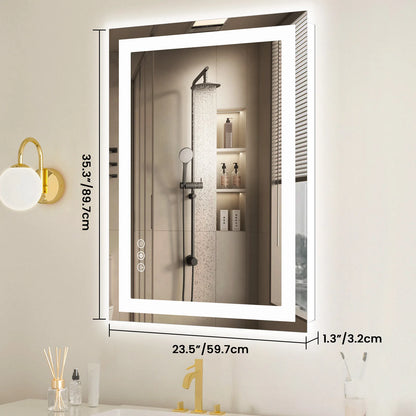 JHK 36"x 24"LED Bathroom Vanity Mirror for Wall Memory Function Tempered Glass