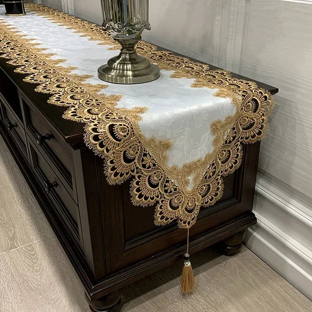Oval Tablecloth  Runner Lace Pendant tassel Dresser Dust