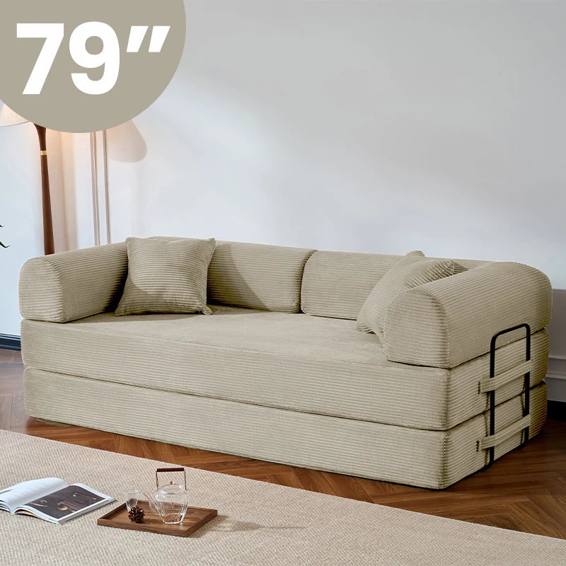 79’’  Convertible Sofa Bed Corduroy Upholstered, Loveseat Sleeper