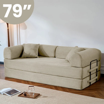 79’’  Convertible Sofa Bed Corduroy Upholstered, Loveseat Sleeper