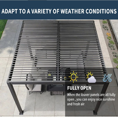 All-Weather Aluminum Pergola – Adjustable Electric Louvers