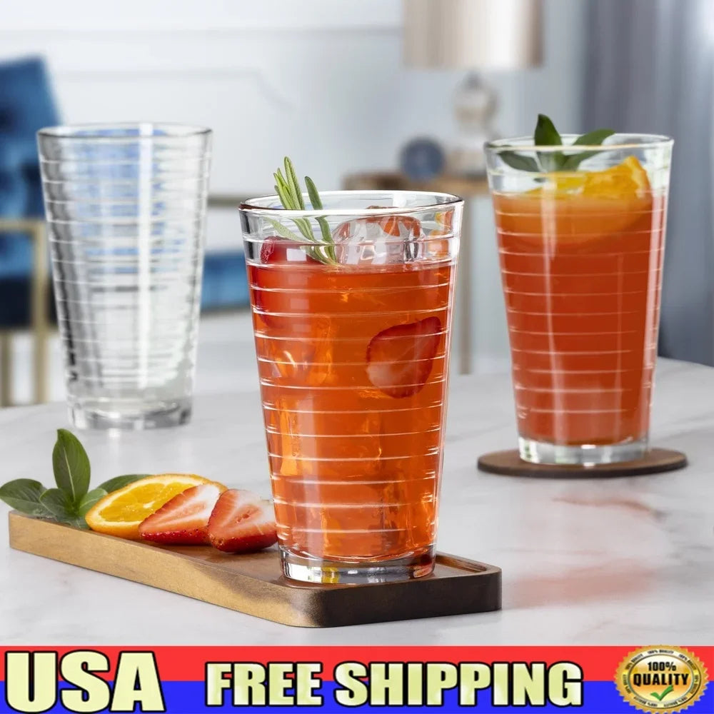 8-Piece Set  Drinking Glasses  Stackable Durable Dishwasher Safe