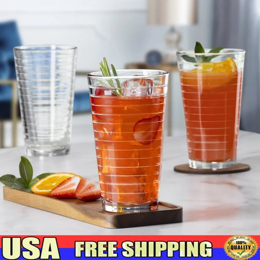 8-Piece Set  Drinking Glasses  Stackable Durable Dishwasher Safe