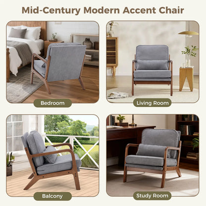 JHK Mid Century Modern Chair Solid Wooden Frame