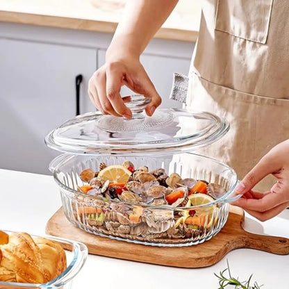 4-Piece Glass Casserole Baking Dish, Set of 2 Casseroles With Glass Lids, 1.9 Qt and 3 Qt