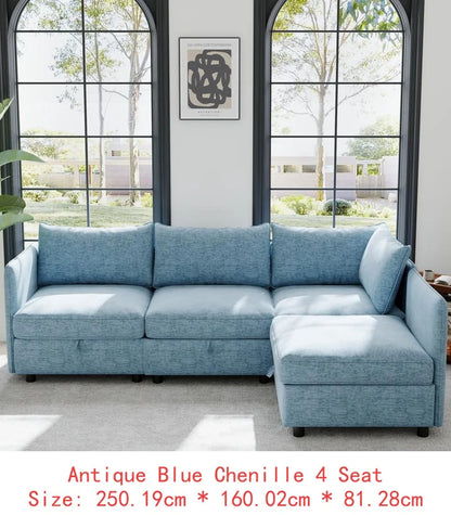 Modular  Sofa Set with Storage, 3-Seater Couch, Loveseat & Single Chair