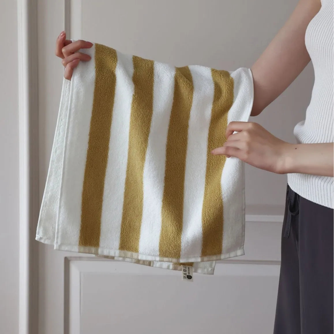 Striped Bath Towel  Washcloth Bathroom Towels
