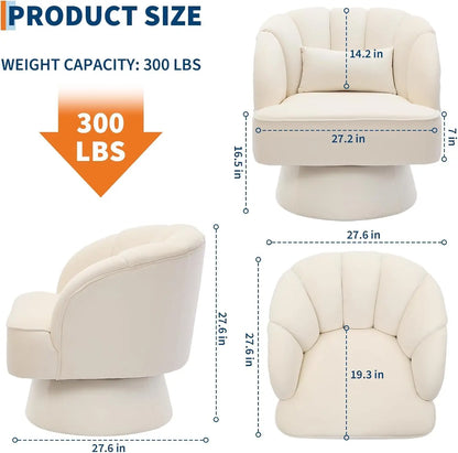 Modern Swivel Barrel Accent Chair 360° Upholstered  Backrest & Plush Padding
