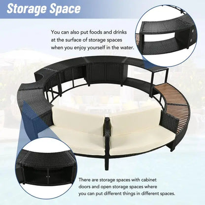 Rattan Sofa Set with Storage, Mini Sofa & Cushions for Patio or Backyard,