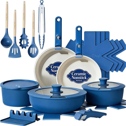 Non Stick Pots and Pans Set, 21 Pcs  Detachable Handles,