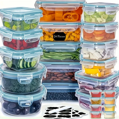 BPA-Free Food Storage Set - 24 Airtight Containers & Lids with Labels