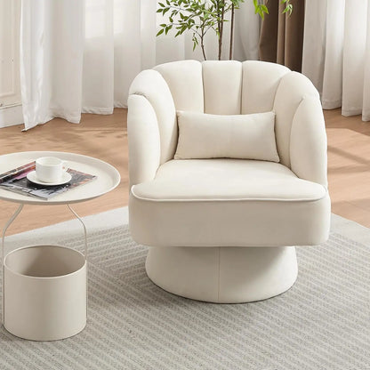 Modern Swivel Barrel Accent Chair 360° Upholstered  Backrest & Plush Padding