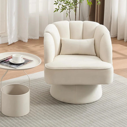 Modern Swivel Barrel Accent Chair 360° Upholstered  Backrest & Plush Padding