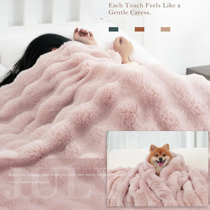 Faux Rabbit Fleece Blanket -  6 lbs Faux Rabbit Fleece- Bedspread