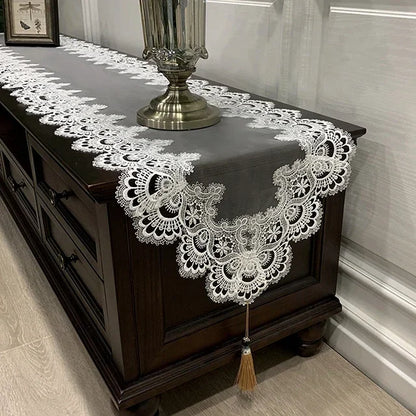 Oval Tablecloth  Runner Lace Pendant tassel Dresser Dust
