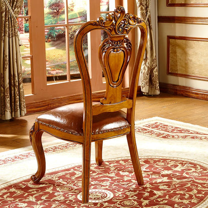 Dining table and chair combination solid wood marble round table with turntable