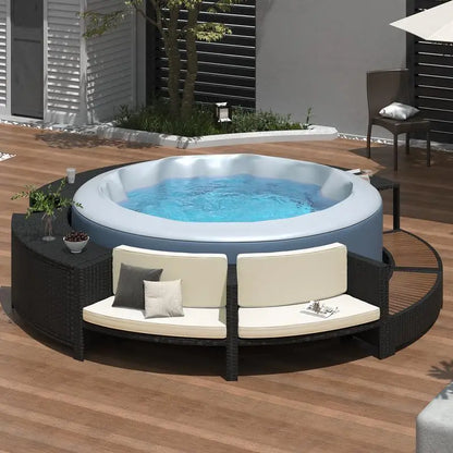 Rattan Sofa Set with Storage, Mini Sofa & Cushions for Patio or Backyard,