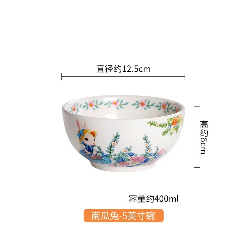 Creative Pumpkin Rabbit Pattern Tableware Garden Style Ceramic
