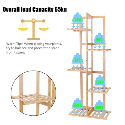 6/7 Pot Vertically Bamboo Flower Shelf Plant  Pots Display Corner Shelving