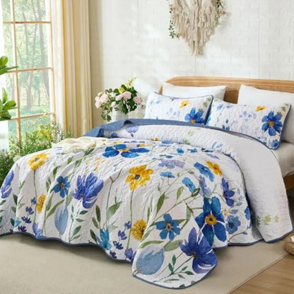 Quilt Set King Size Soft Lightweight Reversible Spring Bedding Coverlet