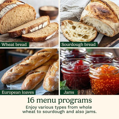 Bread Maker Stainless Steel Convection with 16 Menu Options