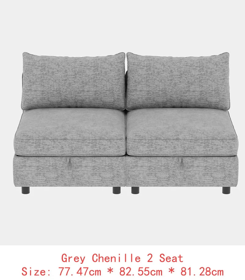 Modular  Sofa Set with Storage, 3-Seater Couch, Loveseat & Single Chair