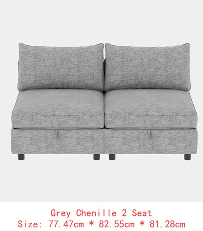 Modular  Sofa Set with Storage, 3-Seater Couch, Loveseat & Single Chair