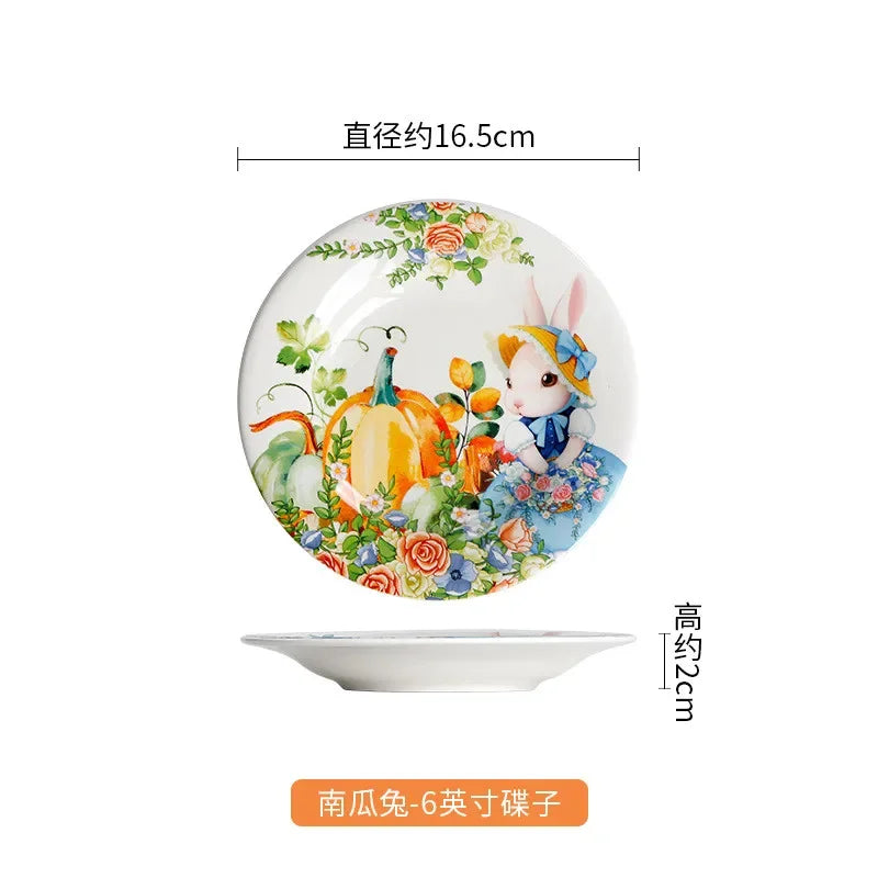 Creative Pumpkin Rabbit Pattern Tableware Garden Style Ceramic