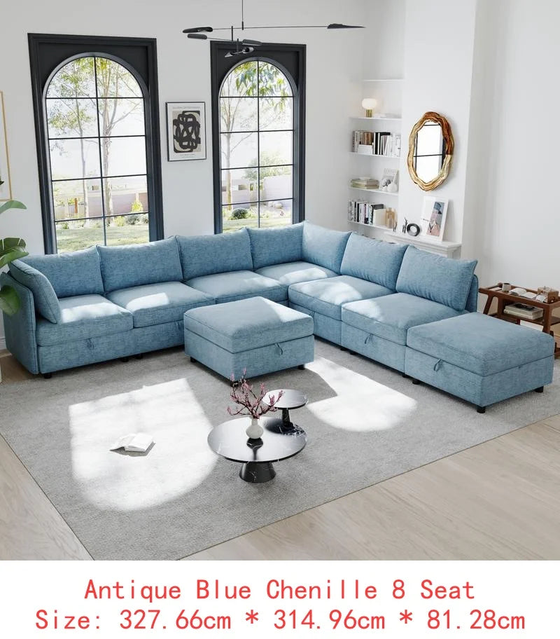 Modular  Sofa Set with Storage, 3-Seater Couch, Loveseat & Single Chair