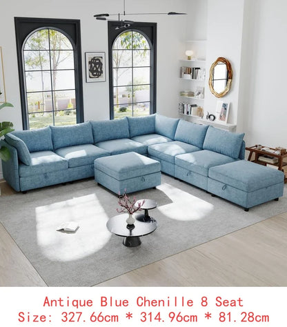 Modular  Sofa Set with Storage, 3-Seater Couch, Loveseat & Single Chair