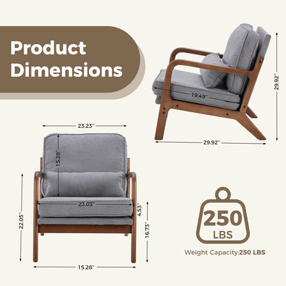 JHK Mid Century Modern Chair Solid Wooden Frame