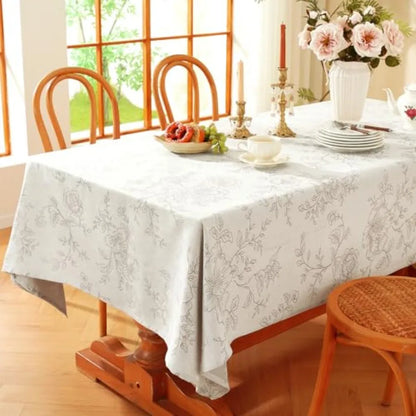Damask Floral 60 x 120 inch Rectangle Table Cloth Water Resistant Jacquard Tablecloth