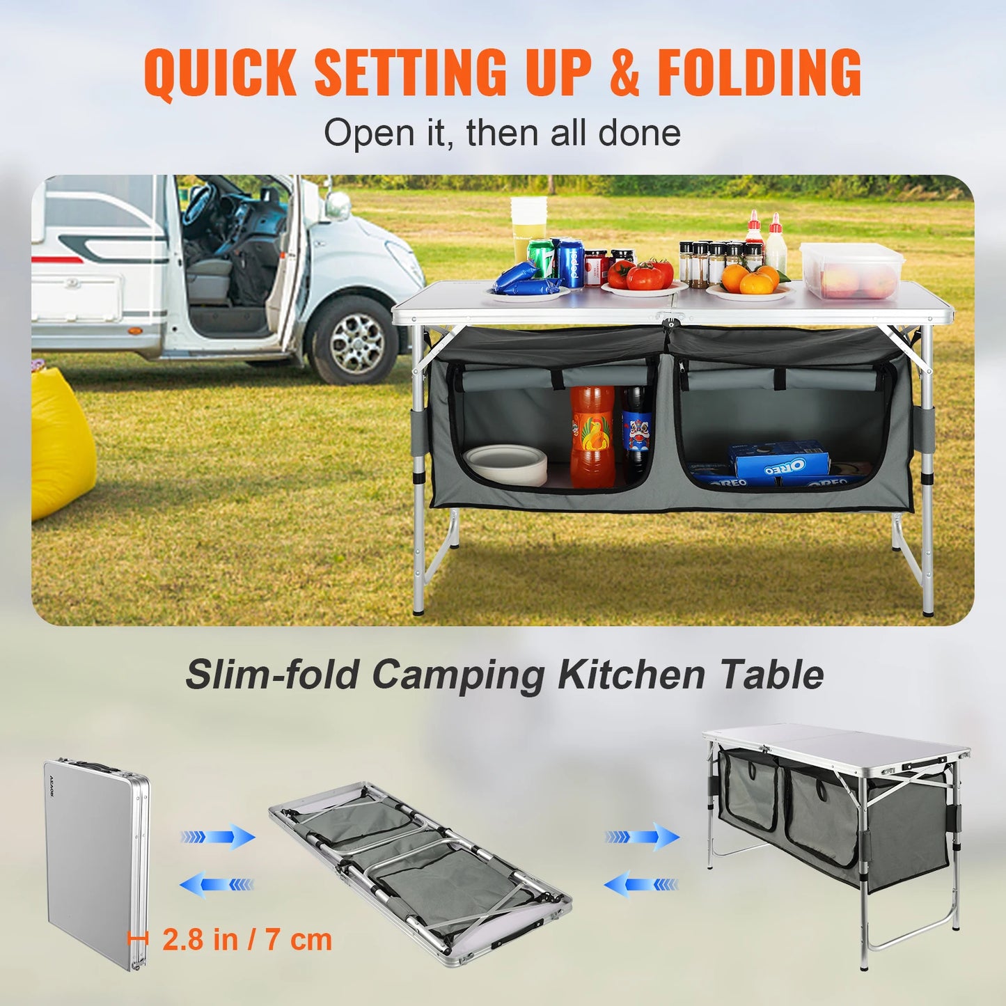Camping Kitchen Table Quick set-up Picnics BBQ Camping RV Traveling