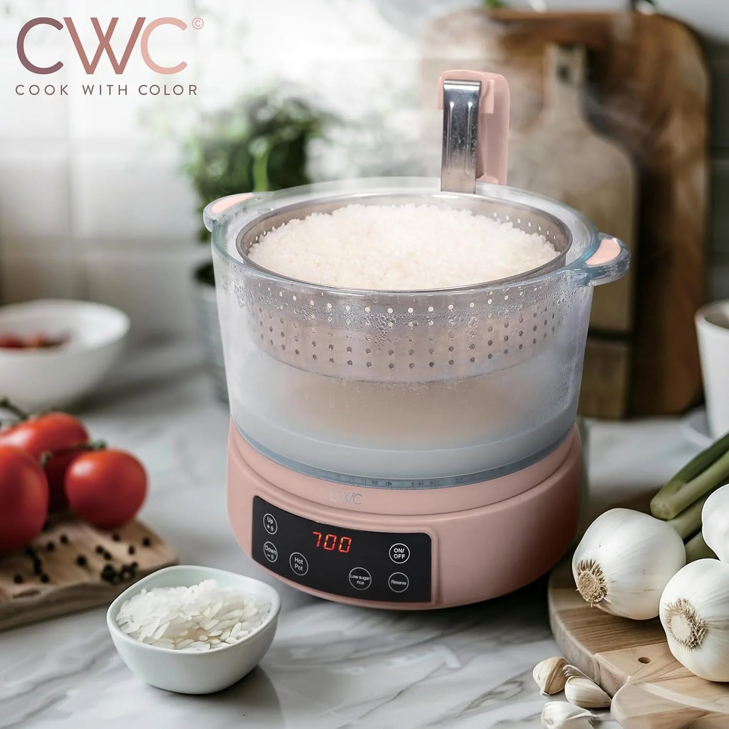 Glass Low Carb Rice Cooker Auto Lift Filter Basket