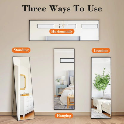 JHK 64"x21" Full  Wall Mirror Standing Hanging or Leaning Wall-Mounted Mirrors with Stand